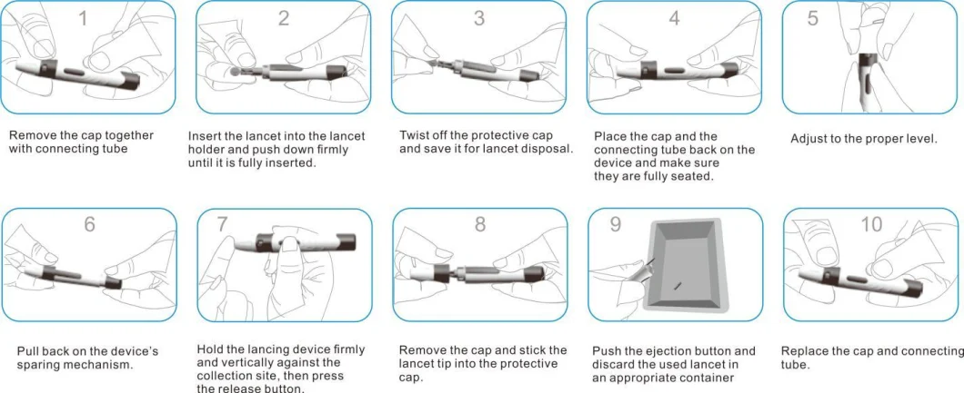 Medical Blood Lancet Pen Lancing Device with Repeated Use