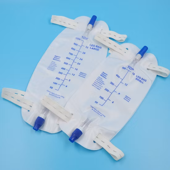 CE 認証格安価格 2000 ミリリットル成人および小児中国医療滅菌使い捨て尿ドレナージバッグ尿収集バッグ脚尿バッグ